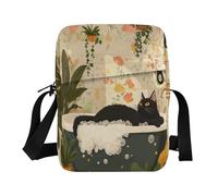famyily small messenger bag for men Small Crossbody Bags For Women Croos Body Purses Adjustable Strap for Casual Casual- Black Cat Taking Shower