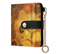 famyily Trendy Ladies Cute Foldable Wallet Convenient Minimalist PU Leather Wallet for Women Boys Girls- Bumble Bees Honeycomb