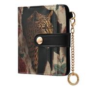 famyily Trendy Ladies Slim Foldable Wallet Convenient Premium PU Leather Wallet for Girls Women Ladies- Leopard Breaking Through The Wall Vintage