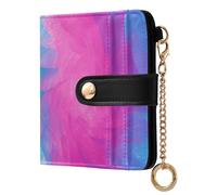 famyily Trendy Women's Small Folding Wallet Cute Everyday PU Leather Wallet for Woman Girl- Magenta Blue Tie-dyes