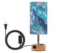 famyily Unicorns Gradient Glitter Decoration Sequins Blue Touch Table Lamps Modern Lamps with USB C+A Ports 3 Color Temperatures for Nightstand Bedside
