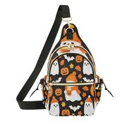 famyily Womens Crossbody Bags Adjustable Strap Teens Casual Bag for Running,Hiking Half American British America, Cute Halloween Ghosts Drink Pumpkin