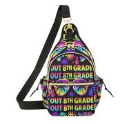famyily Womens Side Bags Crossbody Adjustable Strap Teens Sling Backpack for Travel,Hiking Stay Wild Cow Mexican Style, Peace Out 8th Grade Tie Dye