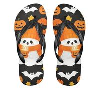 famyily Yellow Hair Bunny Anime Cute Halloween ghosts Drink Pumpkin rubber flip flops for men waterproof flops for men for Shower Swimming Pool, Cute Halloween Ghosts Drink Pumpkin, Large Wide