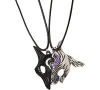 Fan Art Kindred Couple Necklace, Wolf and Lamb Mask Pendant Couple Necklace, Kindred Eternal Hunters Couples Pendant Best Friend Necklaces (1 set)