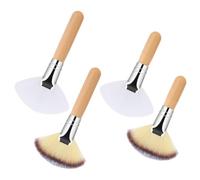 Fan Brush - Facial Fan Burns | 4 Piece Powder Brush Set With Soft Bristles, Wooden Handle, Powder Cosmetic Applicator