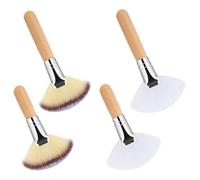 Fan Brush Paint - Artist Brushes Fan Brushes Nylon Hair Long Wood | 4 Pieces Fan Shaped Powder Brushes Set With Soft Bristles, Wooden Handle, Cos Applicator