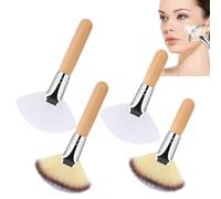 Fan Brush Set, Fan-Shaped Design, 11.5 x 6.3 cm/4.53 x 2.48 inches, 9 x 6.3 cm/3.54 x 2.48 inches, Soft Bristles, 4-Piece Set, Lightweight Build, Makeup or Use Nylon Hair + Aluminium Tube
