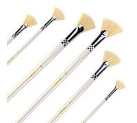 Fan Brushes - Amagic Artist Soft Anti-Shedding Hog Bristle Paint Brush Set for Acrylic Watercolor Oil Painting (6 Pcs)