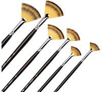 Fan Brushes - Golden Maple 6PC Artist Soft Anti-Shedding Nylon Hair Paint Brush Set for Acrylic Watercolor Oil Painting