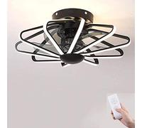 Fan Ceiling Fan Led Ceiling Light New Modern Creative with Remote Control Dimmable Silent Fan Lights Bedroom Lamp Living Room Kindergarten Office Kids Room Ceiling Fan Lighting (Black)