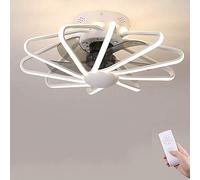 Fan Ceiling Fan Led Ceiling Light New Modern Creative with Remote Control Dimmable Silent Fan Lights Bedroom Lamp Living Room Kindergarten Office Kids Room Ceiling Fan Lighting (White)