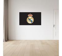 fan decor Real Madrid Vinyl Wall Sticker - Medium (100cm (w) x 60cm (h) - Full Colour Crest on Brand Black