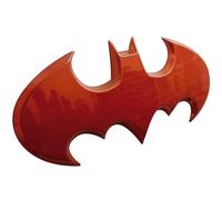 Fan Emblems Batman Car Emblem - 1989 Batwing Batarang Symbol 3D Auto Badge - COLOR: Red Chrome - SIZE: 3.8 x 1.8 x 0.2 inches - Officially Licensed DC Car Accessories