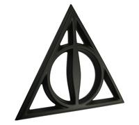 Fan Emblems Deathly Hallows Car Emblem - Harry Potter Symbol 3D Auto Badge - Color: Matte Black - Size: 3.7 x 3.2 x 0.2 inches - Officially Licensed Wizarding World Car Accessories