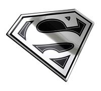 Fan Emblems Superman Lensed Chrome Car Decal - Classic Logo (Black and Chrome)