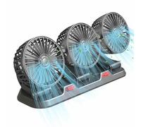 Fan for Car | Three-Head Fan for Vehicles | 2 Speeds, USB/12V/24V Cooling Air, Silent for SUVs, Cars, ATVs, Trucks, Buses, Tents, RVs, Cruise Ships