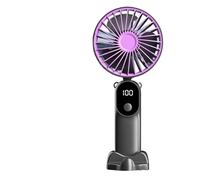 Fan, Handheld Fan Digital Display Foldable 6 Speed Large Wind | White