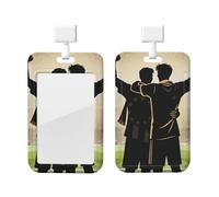Fan Hug Victory Id Badge Holder with Lanyard-Vertical Card Protector Clear Abs Hard Shell, Retractable Reel for Work Office
