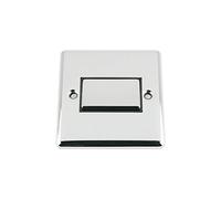 Fan Isolator 3 Pole Switch - Polished Chrome Classic - Black Insert - Metal Rocker Switch