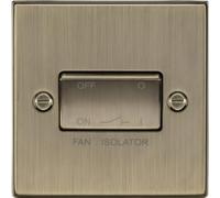 Fan Isolator Switch 10A - Square Edge Antique Brass