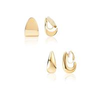 FAN&LOUIS Clip On Earrings Women,14K Gold Chunky Women's Clip-on Earrings Gold Huggie Clips Trendy 2025, Brass Copper Silicone, No Gemstone