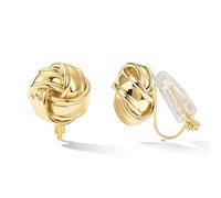 FAN&LOUIS Clip On Earrings Women,14K Gold Clip-On Stud Earrings Gold Love Knot Stud Lightweight Non Pierced Earrings for Women Gifts