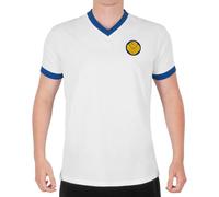 fan originals Leeds T-Shirt Mens Retro V-Neck Smiley White Medium