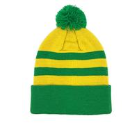 fan originals Retro Football Bobble Hat in Norwich Colours Yellow Green