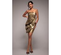 Fan Pleated Boobtube Scuba Crepe Mini Goddiva Gold 8