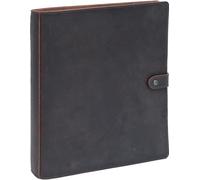 Fan&Ran 3 Ring Leather Binder with Genuine Leather Cover and 1" Round Rings for 8.5"x11" Paper, Inner Pockets & Snap Closure, Vintage Brown
