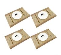 Fan Shape Placemats For Dining Tables, Heat Resistant For JUTE Table Mats, 4-Pack Beige/Black/Khaki/Mixed Rice, 18 X 12 Inch (45 X 30 Cm), Scratch-Protective