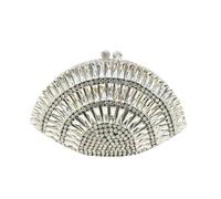 Fan-shaped Diamond Clutch Bag High-grade Hollow Diamond Dinner Bag Shoulder Women's Bag(Silver)