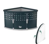 Fan-Shaped Foldable Bathtub, Large Collapsible Soaking Tub, Freestanding Surround Design, Space-Saving Corner Bath, PVC Material,Portable Foldable Ice Bath Tub for Adult Home Outdoors