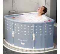 Fan-Shaped Foldable Bathtub, Portable Adult Bath Tub, Large Collapsible Freestanding Corner Tub, Effortless Folding Design for Small Spaces (Grey)