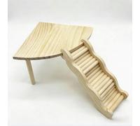 Fan-Shaped Wooden Basking Platform with Climbing Ramp for Bearded Dragon, Reptile Hideout Habitat Accessories for Lizard Gecko Turtle, Natural Terrarium Decor