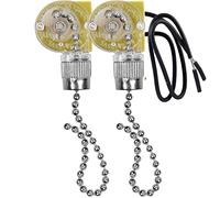 Fan Switch 2Pcs ZE-109 Two-Wire Light Switch with Pull Cords for Ceiling Light Fans Lamps(Silver)
