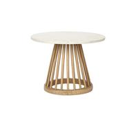 Fan Table 600 Frame Oak / Table Top White Marble Tom Dixon - FAB02MT01W