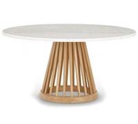 Fan Table 900 Frame Oak / Table Top White Marble Tom Dixon - FAB02MT04W