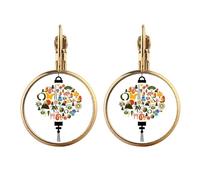 Fan Taiji Teapot Mountain Gold Clip On Drop Earrings Non Piercing Dangle Jewelry