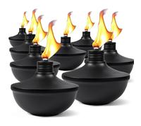 FAN-Torches 8-Pack Upgraded Tabletop Torches, 24 oz Citronella Torch Lights, Refillable Torch with Wicks, Covers, and Funnel Included - Ideal for Garden, Patio, Deck, Yard, Party, Landscape