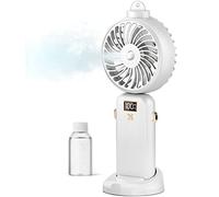 Fanadith Portable Fan,Mini HandHeld Fan Rechargeable Battery Operated Misting Fan,Personal Hand Held Fan with Water Mist Spray,5Speeds,90°Foldable,USB Desk fan for Travel Outdoor White