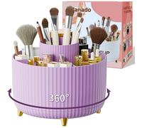 fanado 360° Rotate Makeup Brush Holder Organizer, Makeup Organizers Countertop, Makeup organization and Skincare Storage for Vanity, Desktop, Bathroom (Purple)