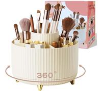 fanado 360° Rotate Makeup Brush Holder Organizer, Makeup Organizers Countertop, Makeup organization and Skincare Storage for Vanity, Desktop, Bathroom (Ivory)