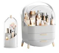 fanado Makeup Organizer with Brush Holder, White, Modern