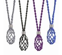 FANASY 4 PCS Crystal Cage Necklace Holder Empty Stone Holder Replacement Hand-Woven Cord with Adjustable Length, 1.57 inch, Nylon, no gemstones