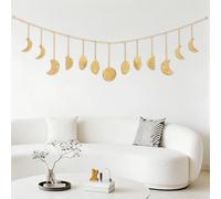 FANASY Moon Phase Wall Decor Wall Hanging Spiritual Bohemian Hammered Moons Ornament Boho Celestial Wall Art for Living Room Bedroom