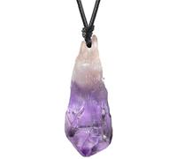FANASY Natural Raw Crystal Necklace for Women Irregular Stone Necklaces Spiritual Gemstone Pendant with Adjustable Rope