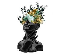 FANATAO Ceramic Body Shaped Vase - Black Flower Vase Centerpiece for Modern Living Room Decor, 7.87" H