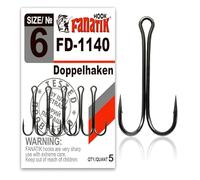 FANATIK Fishing Double Hook FD-1140 size 8, 7, 6, 4, 2, 1, 1/0, 2/0, 3/0 Offset Jig Hook for Soft Baits Lures (Black, 30mm - #6-5pcs)